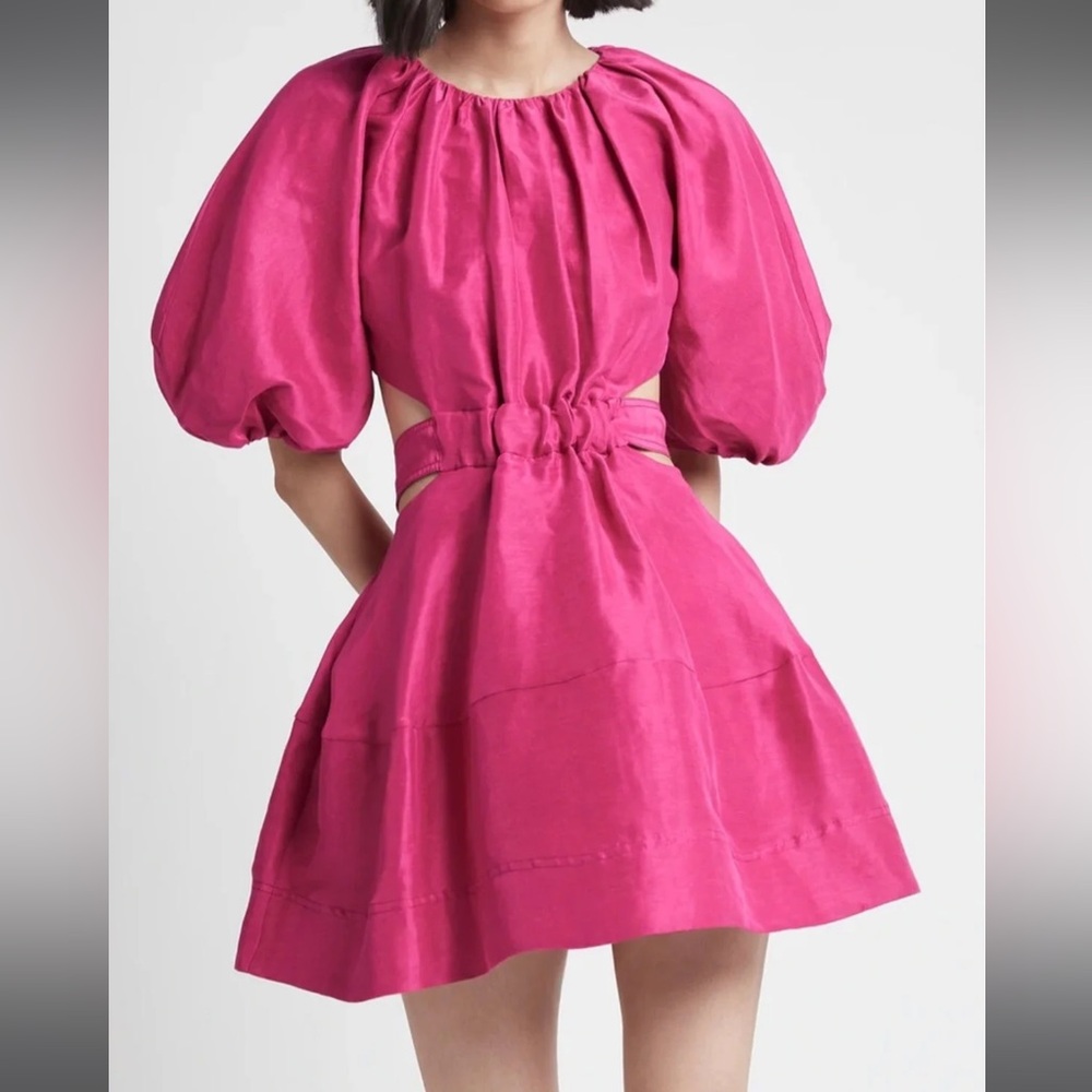 Aje Fuchsia Puff Sleeve Mini Dress - Australian sz 14 /US sz 10